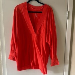 FP Movement by Free People Bright Red V-Neck Tunic